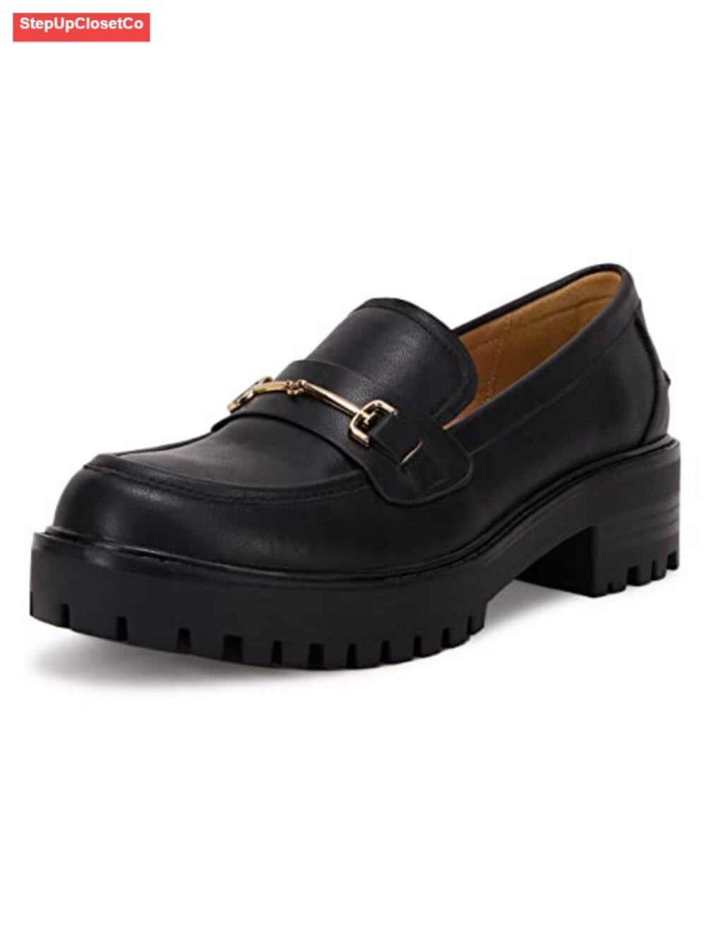 VETASTE Women's Platform Chunky Heel Loafers Slip on Business Casual Shoes
